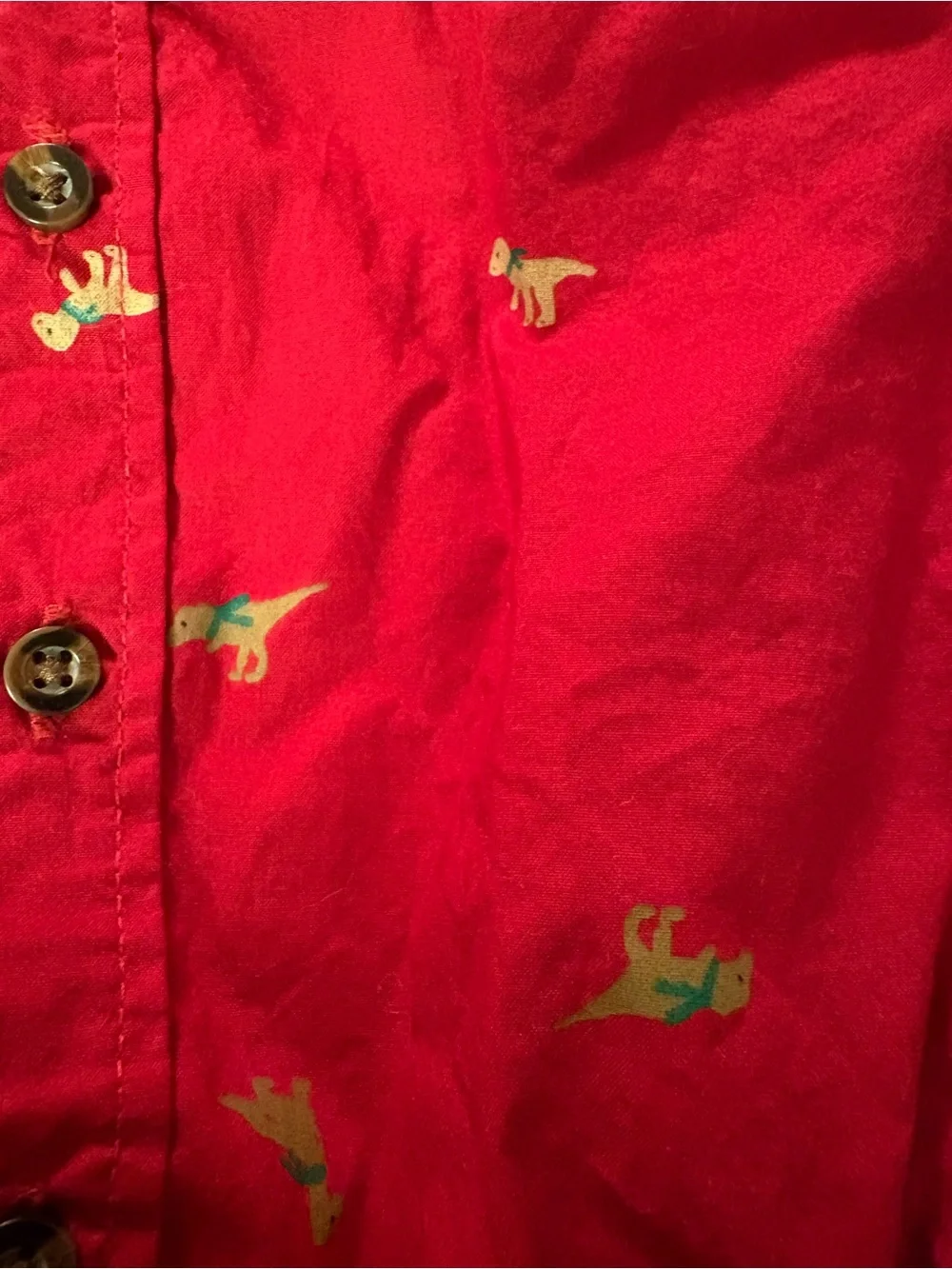Carter's Red Button-Up One-Piece with‎ Dino Accents Size 18 months